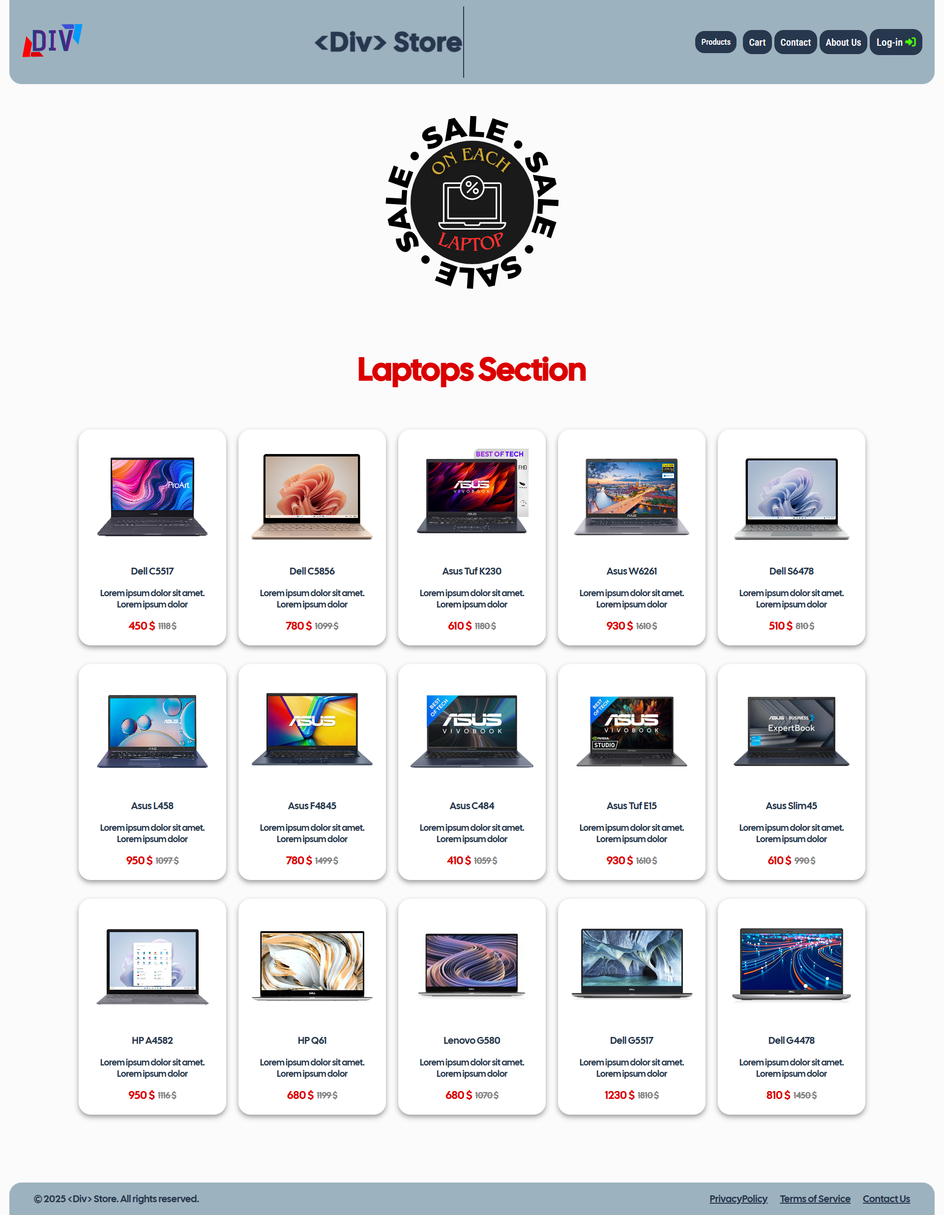 Div Store Laptops Section